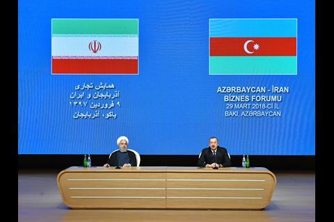 Presidents Hassan Rouhanid of Iran and Ilham Aliyev of Azerbaijan participated via a video link from the Azerbaijan – Iran Business Forum.